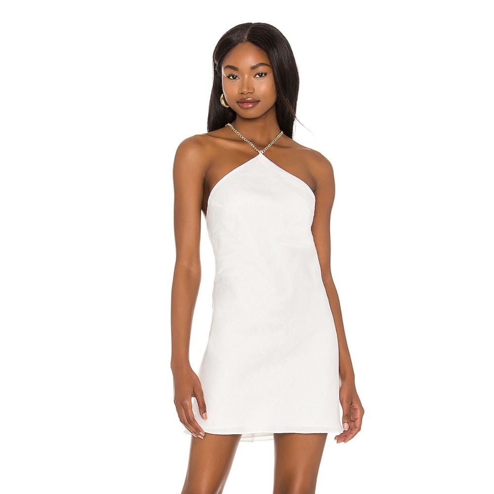 Revolve X Claudia Back Chain Dress White